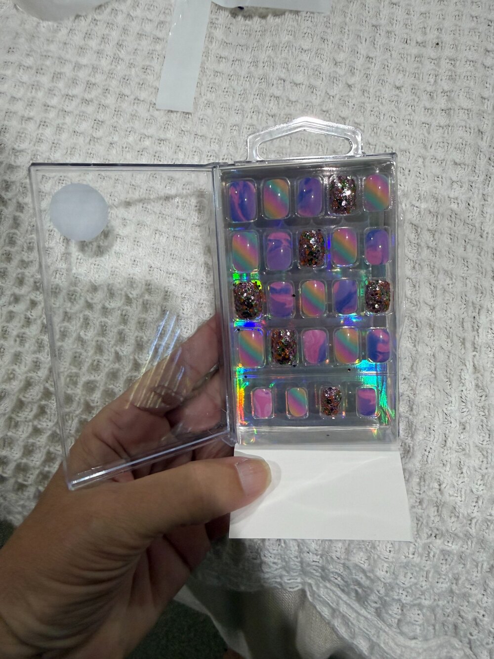 Justice Faux Nail Set 24 Piece Rainbow Holographic Press On Nails